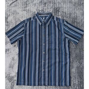 KUHL Shirt‎ Men's Blue Gray Striped Short Sleeve Button Up Hiking Casual Sz M